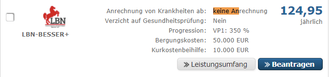 LBN-Besser+ (keine Anrechnung von Krankheiten)