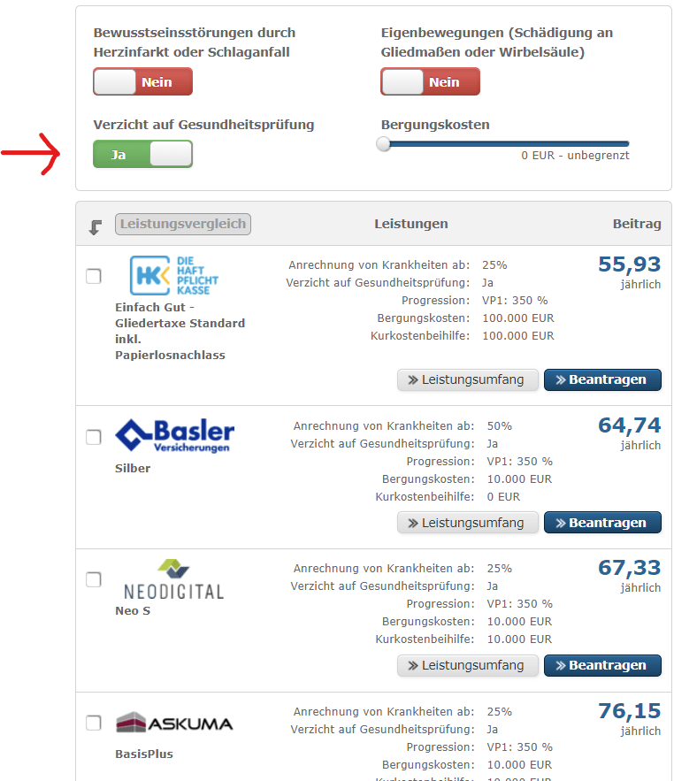 unfall vergleichsrechner