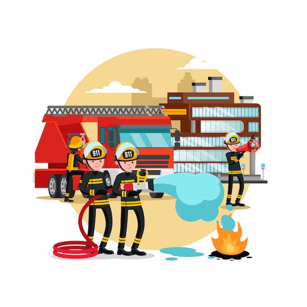 Feuerwehrleute auf einem Einsatz